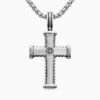 FE4F47D4-F9AC-F8BF-37F6-E618A5B5E2F9.jpg Chevron Cross Pendant Sterling Silver with Black Diamonds
