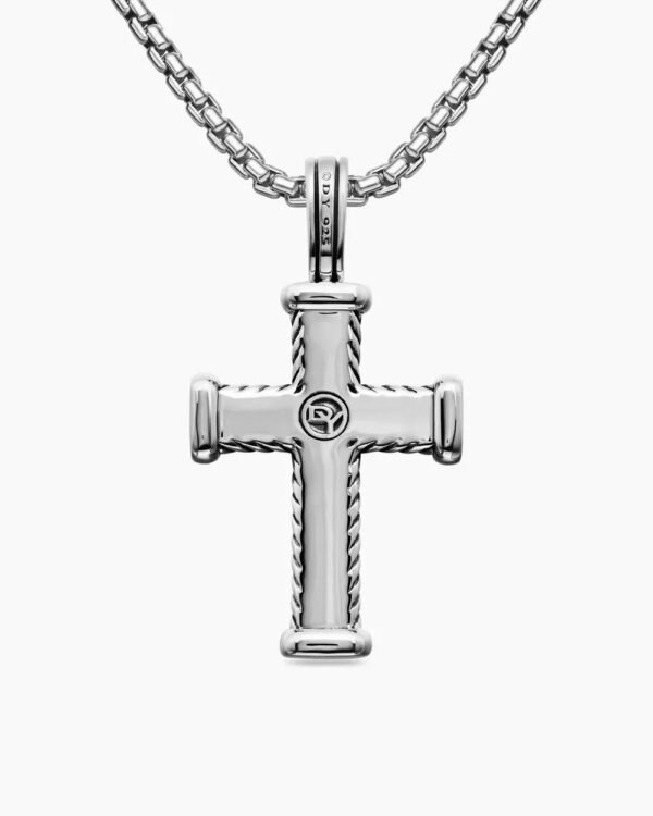 FE4F47D4-F9AC-F8BF-37F6-E618A5B5E2F9.jpg Chevron Cross Pendant Sterling Silver with Black Diamonds