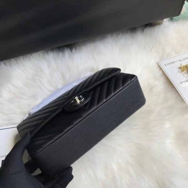 Chanel Chevron Caviar Calfskin Class-Flap Bag A01112 Black