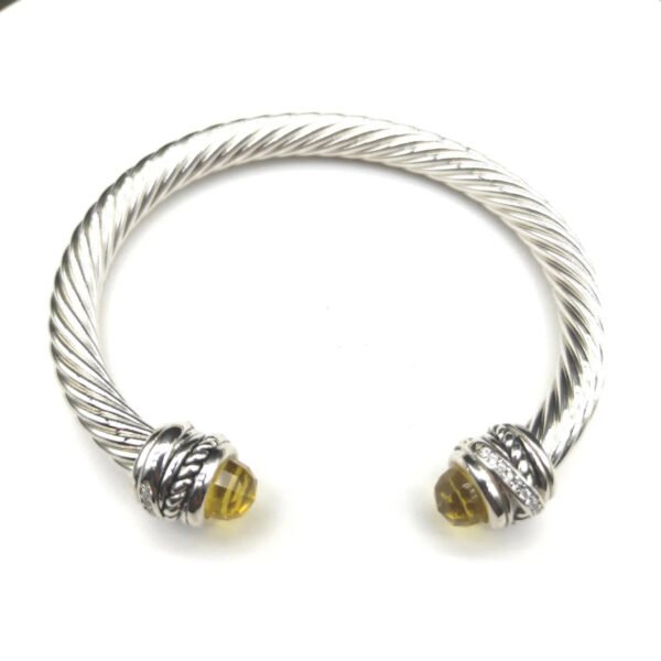 Classic Cable Bracelet Sterling Silver with Citrine and Diamonds, 7mm