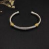 David Yurman 5mm 18k Gold and Sterling Silver Diamond Station Cable Bracelet