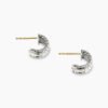 Cable Collectibles&reg; Huggie Hoop Earrings Sterling Silver with Pave Diamonds, 11.4mm