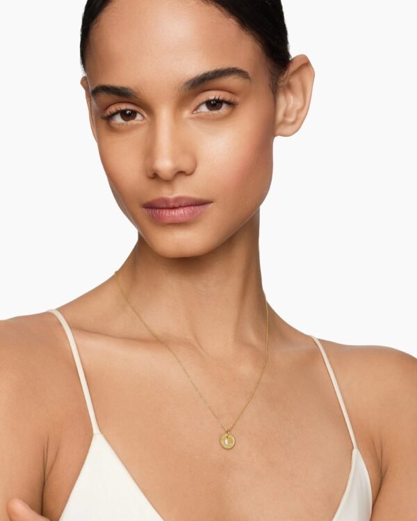 Initial Charm Necklace 18K Yellow Gold with Diamond L