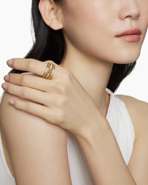 Petite Helena Wrap Three Row Ring 18K Yellow Gold with Diamonds, - 6