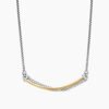 Crossover Bar Necklace Sterling Silver with 18K Yellow Gold